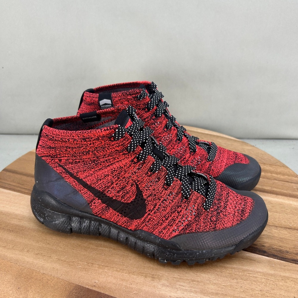 Nike Free Flyknit Chukka SneakerBoot Red Black 805093-603 Womens Size 8 Trainer